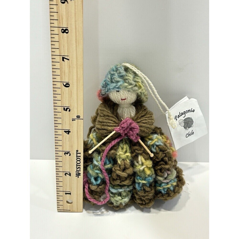 Vintage Doll Handmade Crochet Hand Knitted Patagonia Chile 6.5" Colorful - Picture 10 of 11